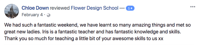 Flower Design School Testimonial 1