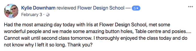 Flower Design School Testimonial 2